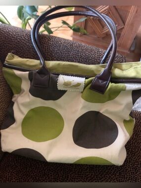 Knitting Bag Purse by Knitpickers ~ Green Polka Dot ~ 13” X 13”